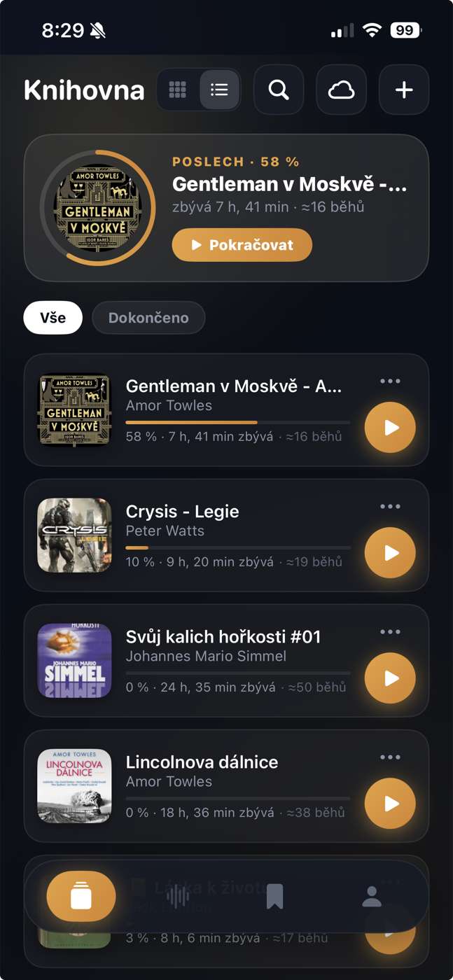 Přehrávač WristTales na iPhonu